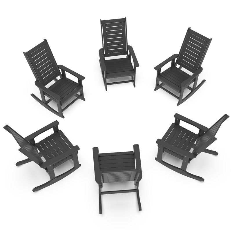 Chaise berçante d'extérieur Hdpe (ensemble de 6), Grey