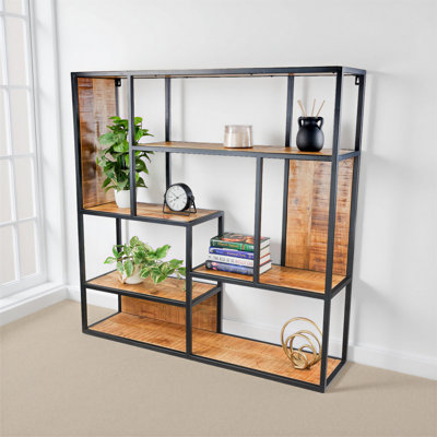 48" Wide 5-Tier Industrial Wall Bookshelf Solid Mango Wood by Latitude Run