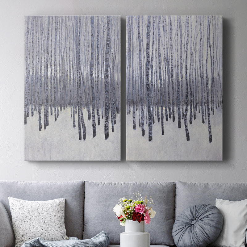 «I Bare Trees in Winter» - Toile tendue avec châssis de qualité supérieure - Prêt à être accroché, H 18 po x l 24 po