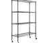 Étagère de rangement avec capacité de 700 lb, 4 roues réglables et support en métal noir pour la salle de bain de garage, roues robustes, garde-manger