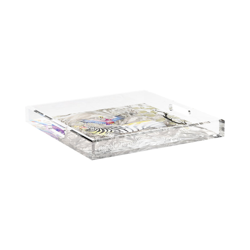 Arcadia Zebra Acrylic Square Decorative Tray, 15"W x 15"D x 2"H