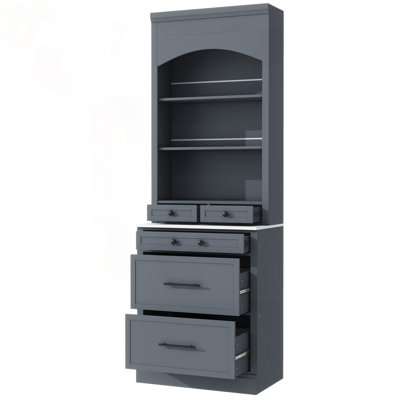 Garde-manger de 83,7 po de hauteur avec plateau en faux marbre et tiroirs