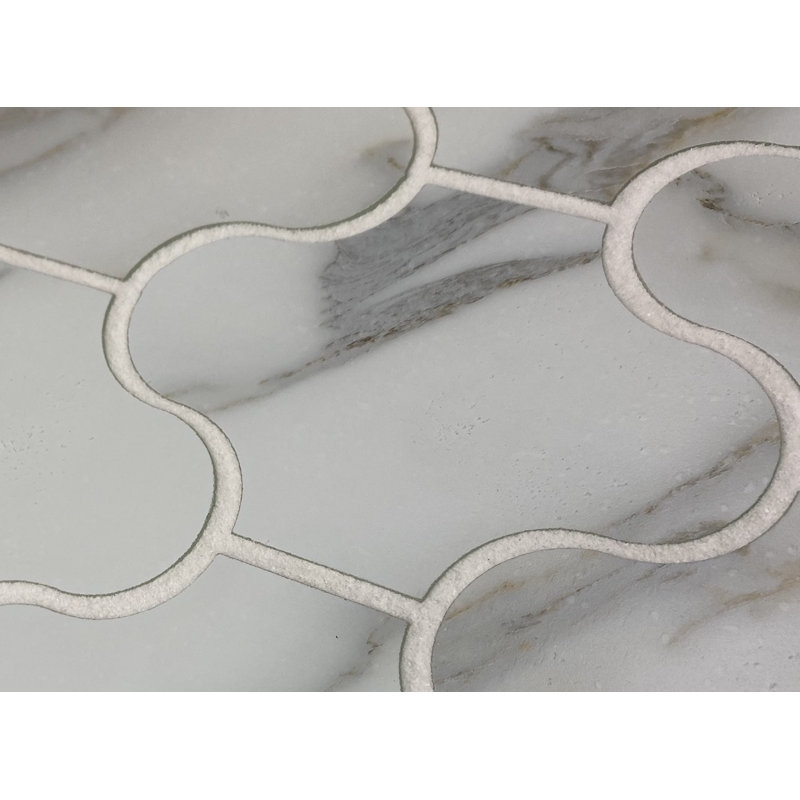 Tuscan Design 4" x 5" Glass Novelty Mosaic Wall Tile, Calacatta Gold/Gray Veins
