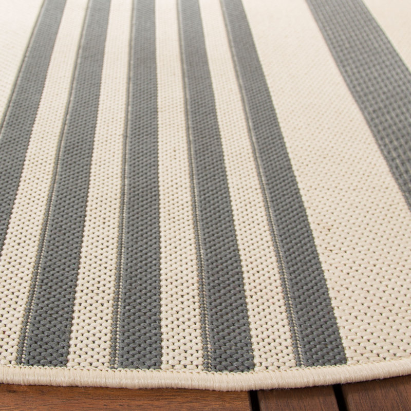 Pontianak Performance Striped Indoor/Outdoor Area Rug, Round 2'7"