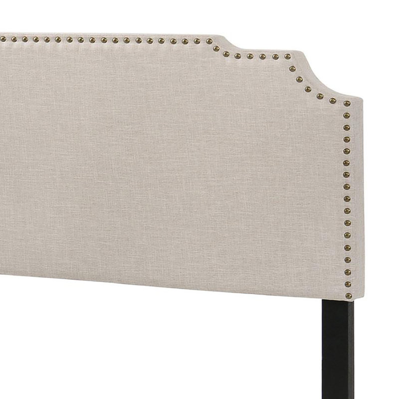 Grand lit à panneau tapissier Victorialynn, Grand lit, Beige