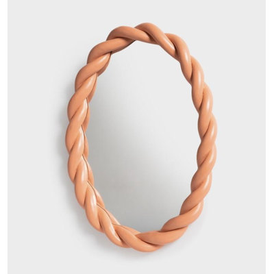 Wall Mirror Braid Oval Pink