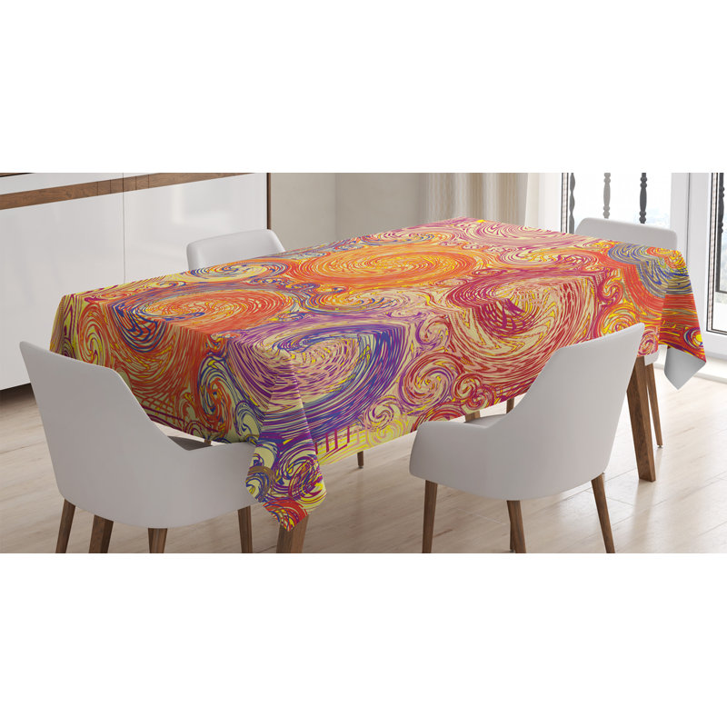 Grunge Tablecloth, Grunge Swirl Patterns Brush Style Waterpool Waves Nested Colors Boho Marbling Art, Rectangular Table Cover For Dining Room Kitchen Decor, 52" X 70", Multicolor