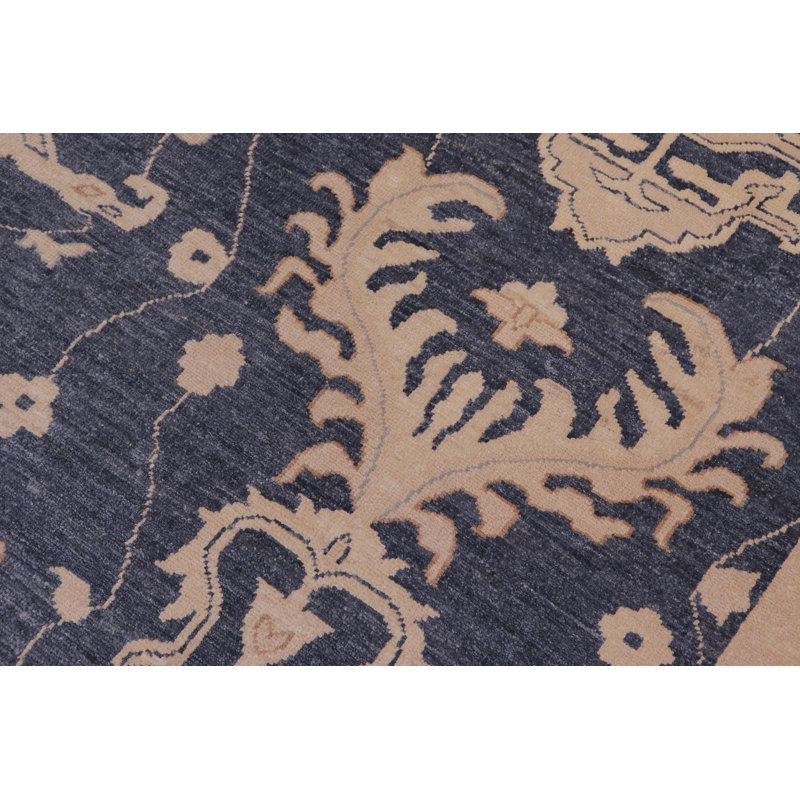 Tapis rectangulaire en laine noué à la main 9 pi 3 po x 9 pi 10 po Peshawar Kafkaz