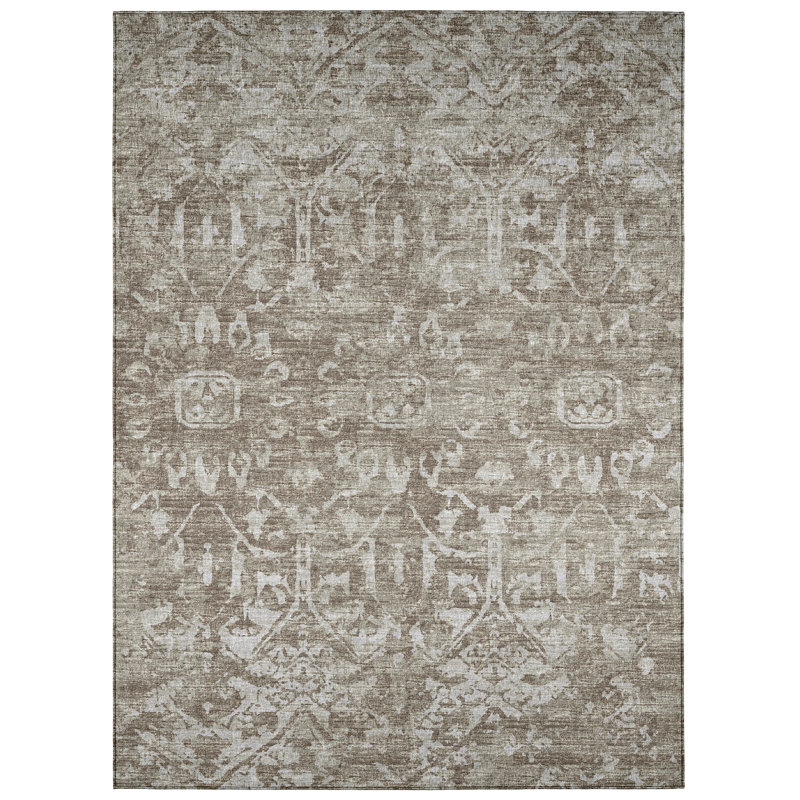 Tapis oriental d'intérieur et d'extérieur lavable Fenwick, Rectangle de 10 pi x 14 pi