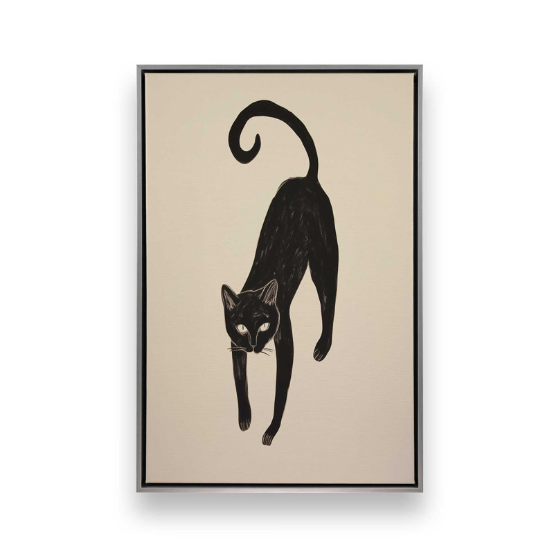 «Black Cat Portrait In Matisse» par Cocoon Design, reproduction d'art, H 24 po x l 18 po, Argent argent