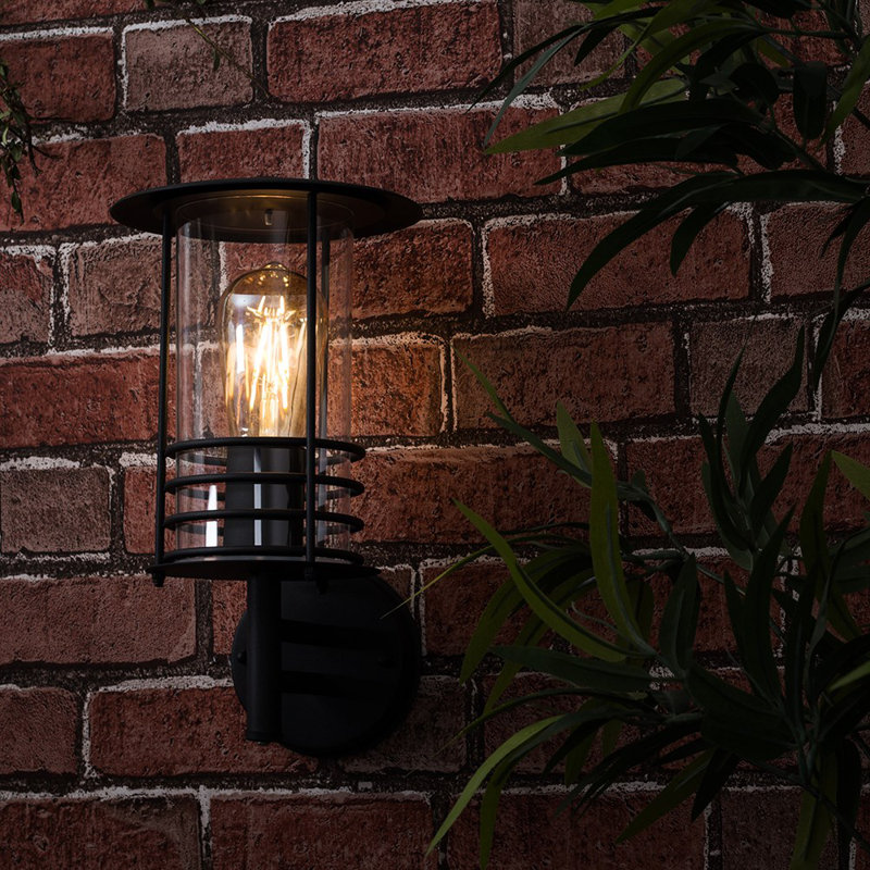 Spruce Head Black Outdoor Wall Lantern, Included