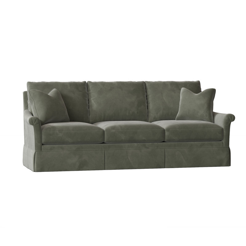 Canapé à accoudoirs roulés avec coussins réversibles 91,5 po Olivia, Polyester saule 9953