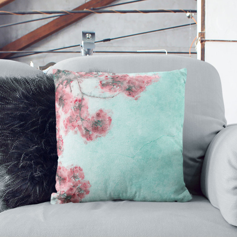 Floral Square Throw Cushion, 55cm H x 55cm W x 20cm D, Stone