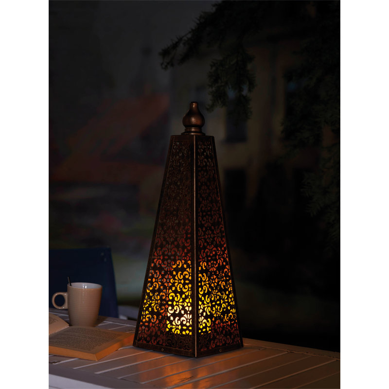 Cianah Battery Powered Integrated LED Outdoor Lantern with remote, 45cm Hx  15cm W x 15cm D