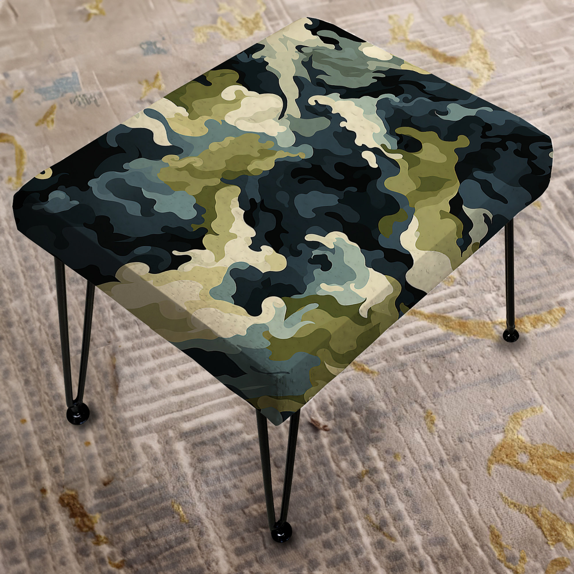 Design Art Retro Revival - Camouflage Rectangle Ottoman | Wayfair