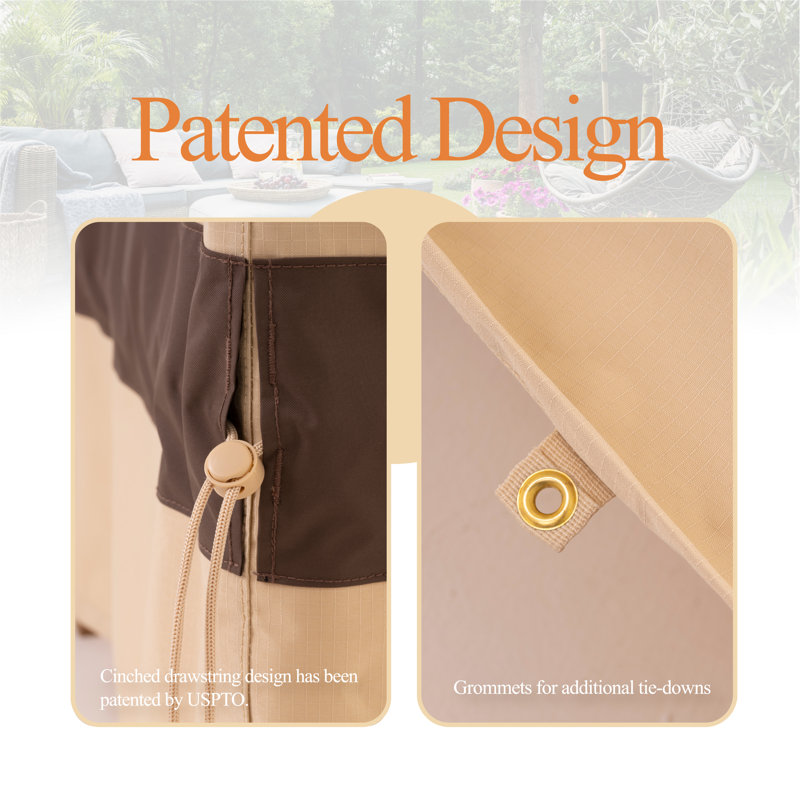 Premium Waterproof Outdoor Patio Sofa Cover: 2-Year Warranty, 35" H x 87" W x 37" D, Beige & Coffee