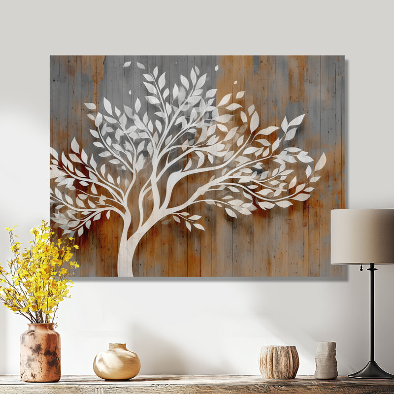 «White Tree of Life On Wood - Tree of Life», impression sur toile spirituelle blanche, H 30 po x l 40 po, Toile tendue