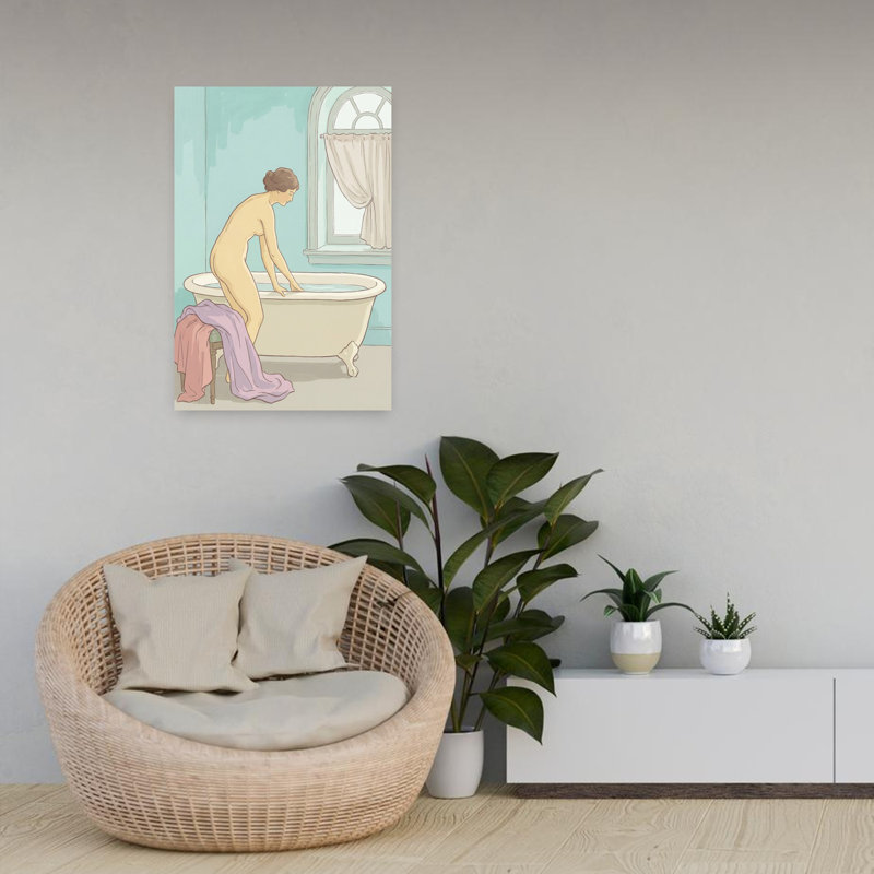 «Bathing Day», art mural contemporain abstrait, H 24 po x l 16 po