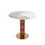Table de salle à manger ronde moderne, table en pierre frittée de 33,5 po avec pieds en bois et base dorée, table de cuisine pour 2 personnes pour petit espace, capacité de poids de 150 lb (seulement la table de Négociation)-1058501838-1058501836