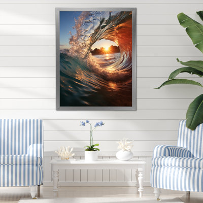 «Beach Photo Sunlit Waves IV» - Impression sur toile nautique et plage