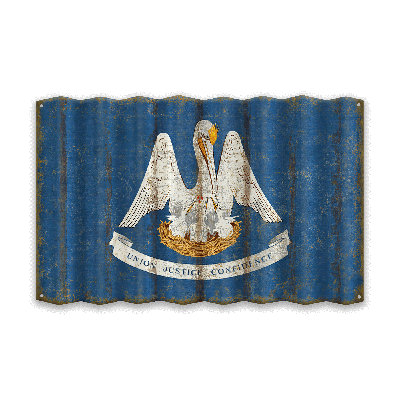Retro State Pride: Distressed Aluminum State Flag Wall Décor