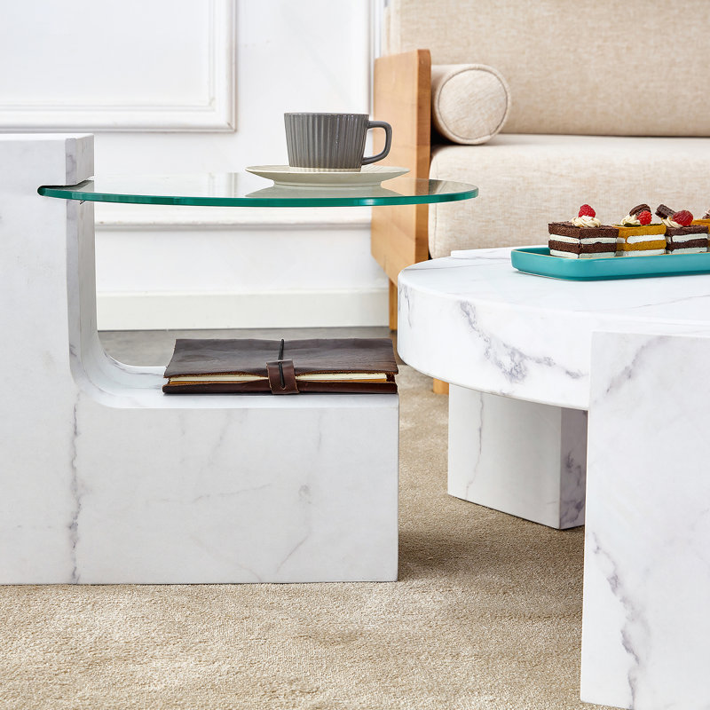 table basse durable en MDF texturé avec une table d'appoint pour le salon