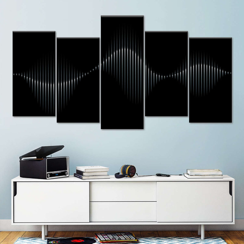 Onde sonore - Impression sur toile tendue 5 pièces, H 24 po x l 49 po 