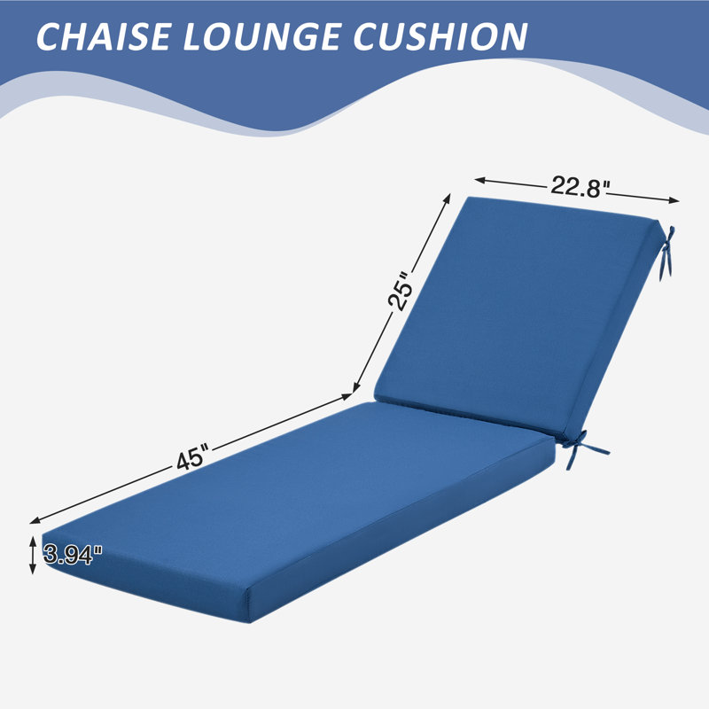 Coussin de chaise longue d'extérieur, Polyester bleu, 2