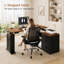 Bureau d'angle électrique en forme de L (140 cm x 120 cm) avec tiroirs de rangement, hauteur réglable, prises électriques, plateau relevable, style ferme, idéal pour le télétravail.-297264195