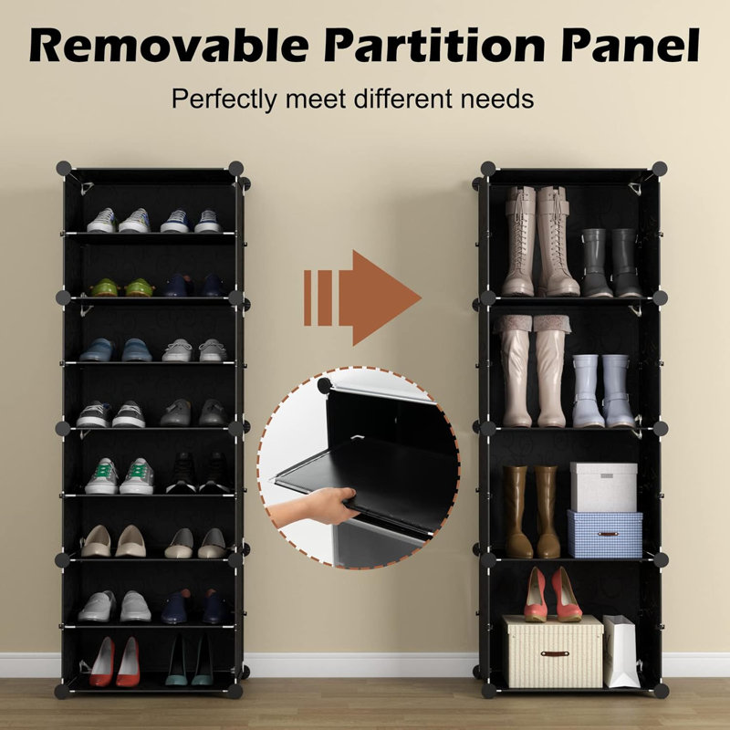 Freestanding Shoe Rack Organizer With Expandable Design, Durable Polypropylene Construction, And Removable Partitioned Panels For Versatile Storage