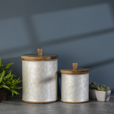 Mango Wood Canister Set Of 2 Nested Pack