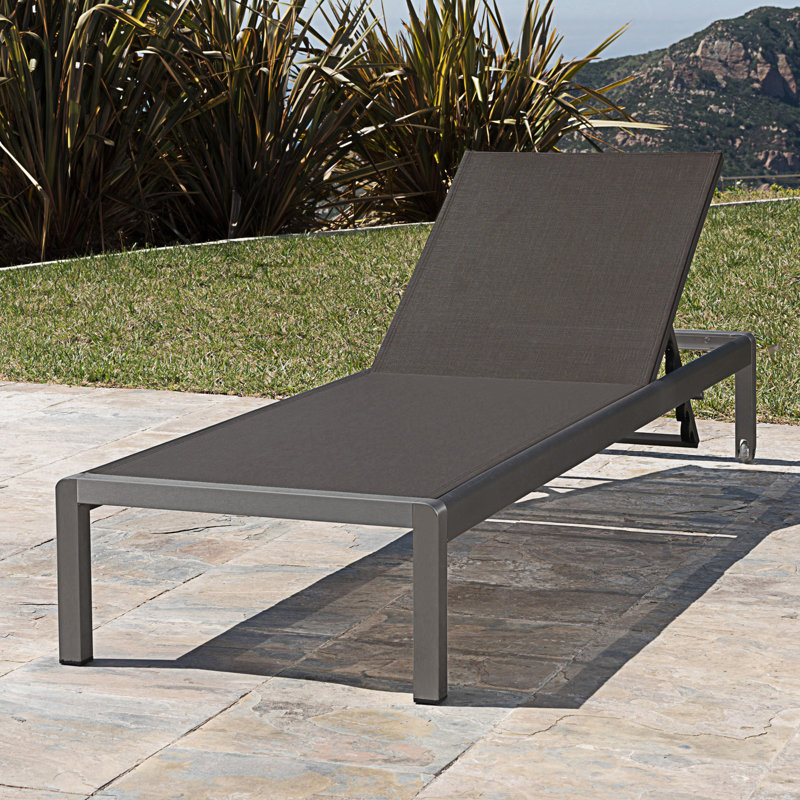 Chaise longue d'extérieur en filet, Gris, 1