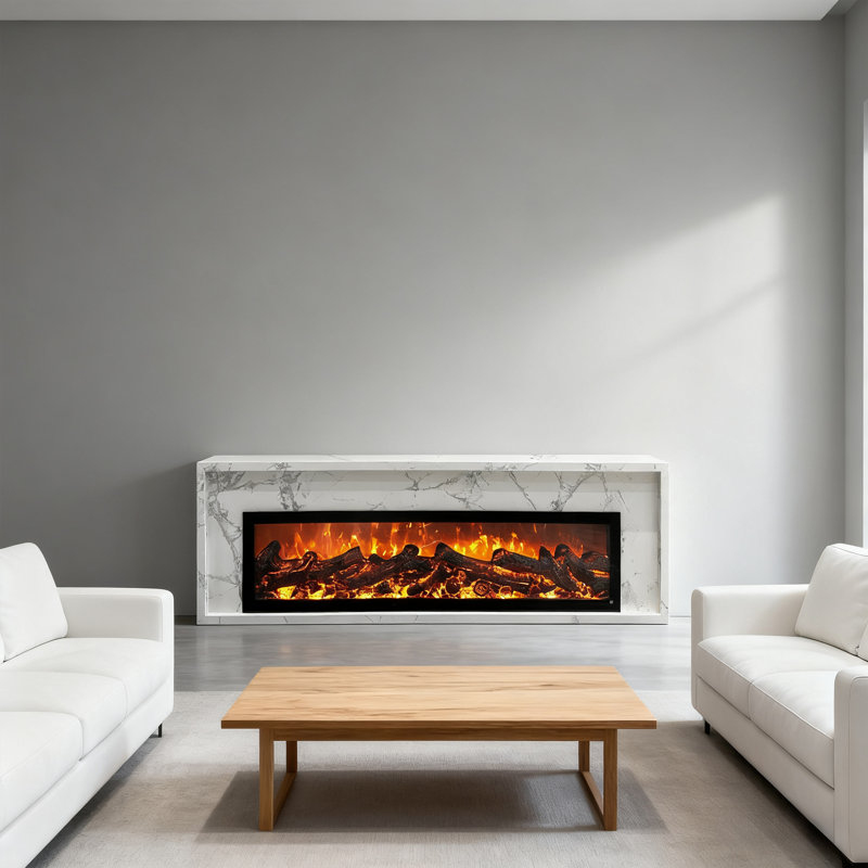 Modern Minimalist White Sintered Stone Fireplace TV Stand, Integrated Simulated Flame Electric Heater, Decorative Console for Villa Living Room Background