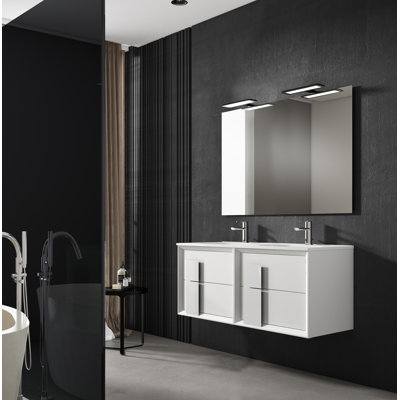 Meuble-lavabo double mural 48 po Hamida