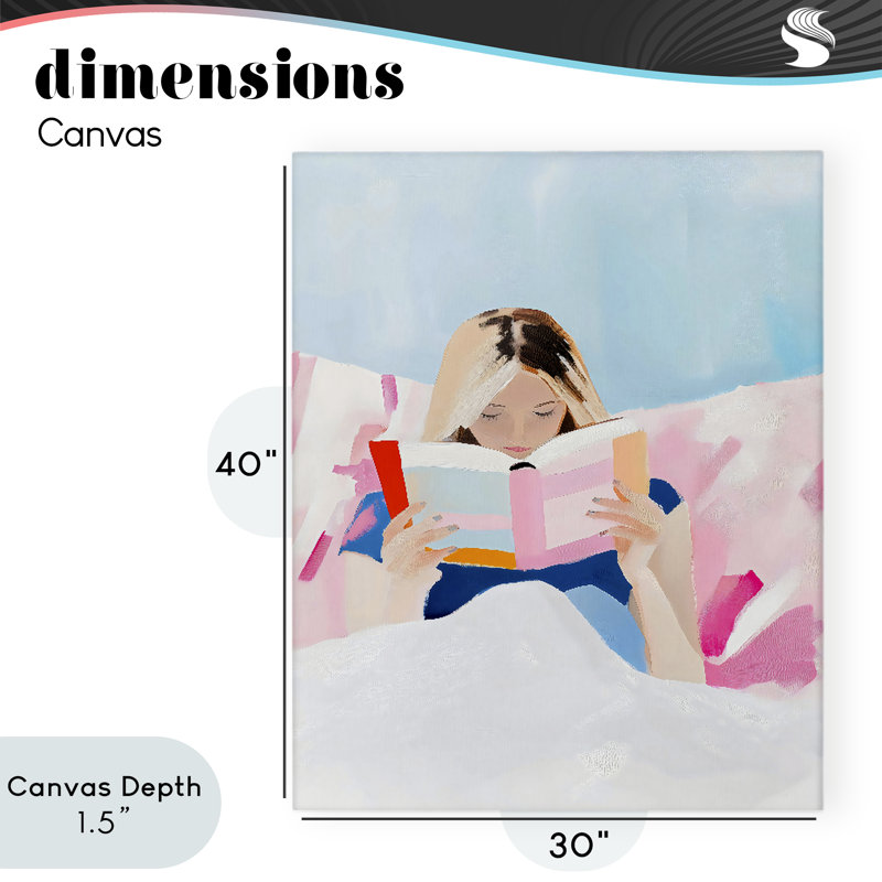 Cozy Reading In Bed Canvas, design by The Prints Vibe, 40 x 30