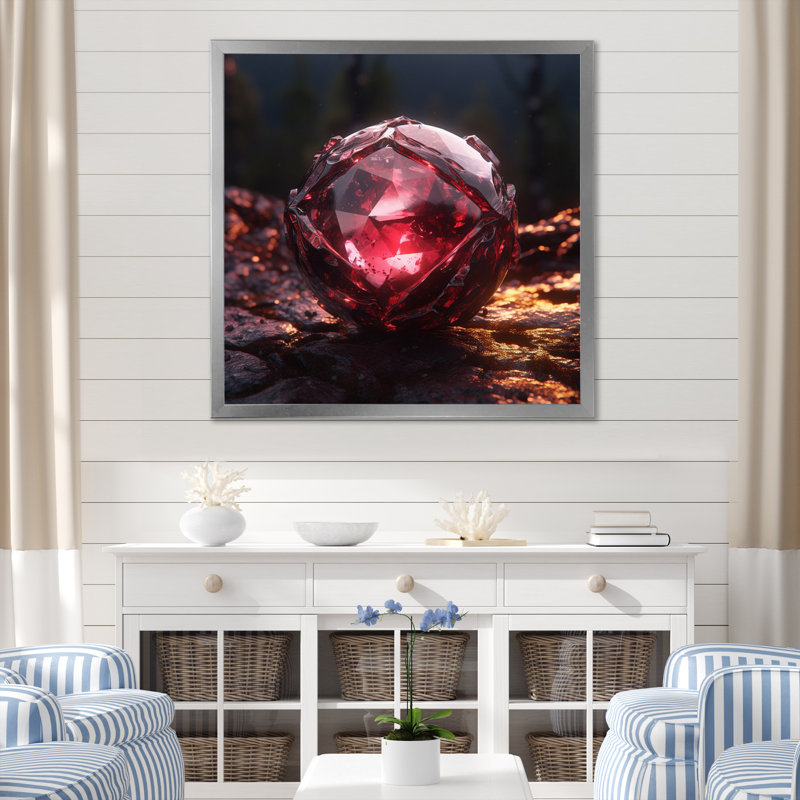 «Red Gold Vibrant Stones» sur impression sur toile, Cadre simple argenté, H 24 po x l 24 po x P 1 po