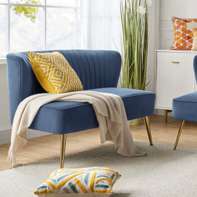 Leona 47" Velvet 2-Seat Armless Loveseat