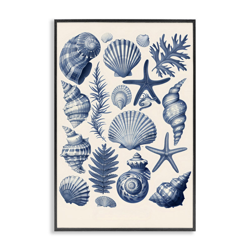 Collection Conch & Creature, estampe numérique, design par LSR Design Studio, H 18 po x l 12 po, Giclée encadrée noir minuit