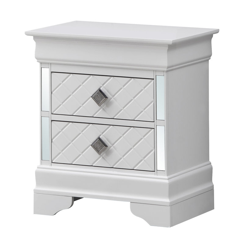 Table de chevet sophistiquée perle blanche, White