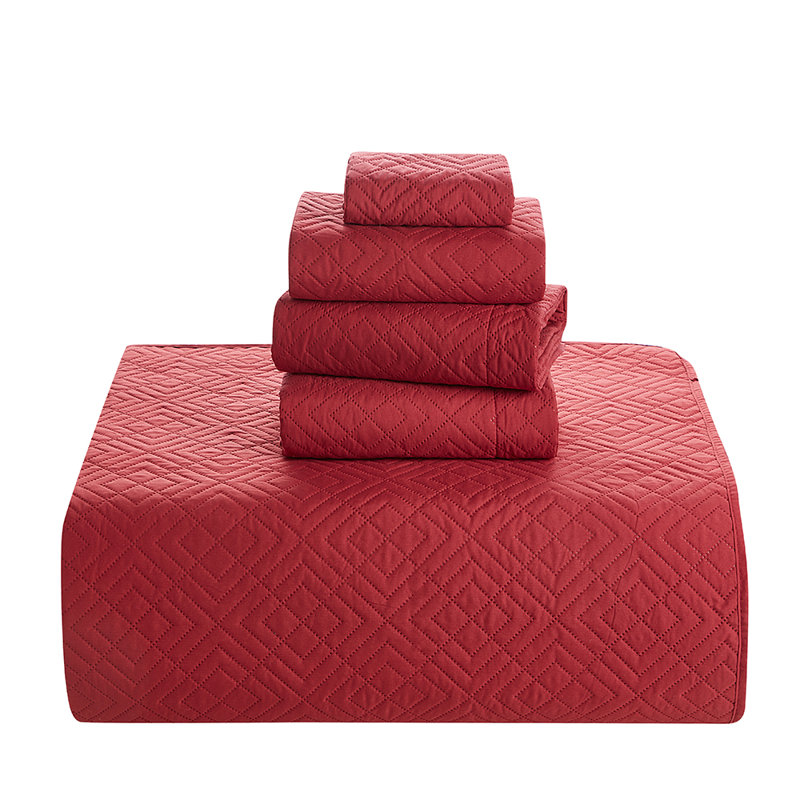 Ensemble de courtepointe réversible en microfibre Diamond Weave Premium, Rouge bourgogne