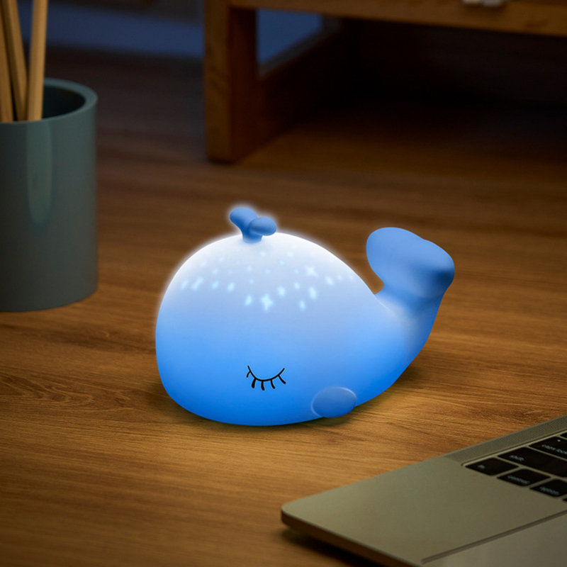 Veilleuse baleines - Veilleuse en silicone colorée avec 3 fonctions de minuterie de gradation - Cadeau d'anniversaire idéal pour la chambre à coucher