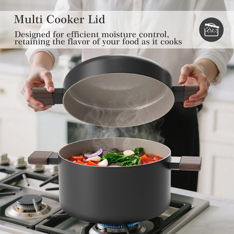 Stock Multipurpose Pasta Pot with Strainer Lid, Black