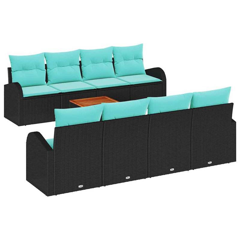 Ensemble de canapé de jardin avec coussin 9 pièces vidaXL, Coussin bleu / cadre noir