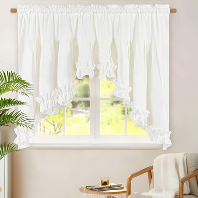 Linen Valances For Windows ,Curtains Rod Pocket Valance Curtains,White