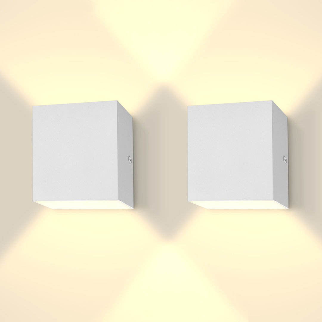 Luxrite Square LED Up And Down Wall Sconces, 5 Color Options, 15W, 1000 Lumens, White 2 Pack Luxrite