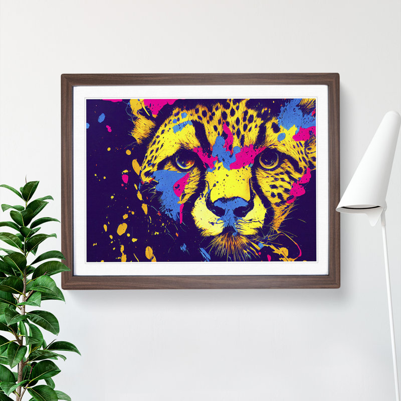 Cheetah Splash Vol.1 Abstract - Single Picture Frame Print, 25cm H x 34cm W x 2cm D, Walnut