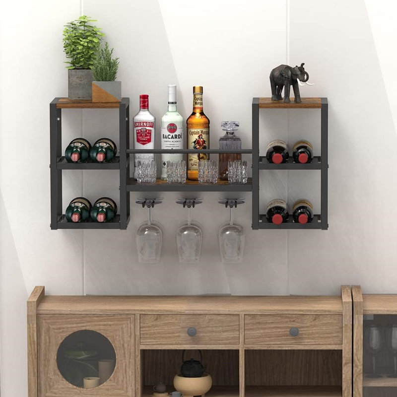 Wall Mounted Wine Bottle & Glass Rack
