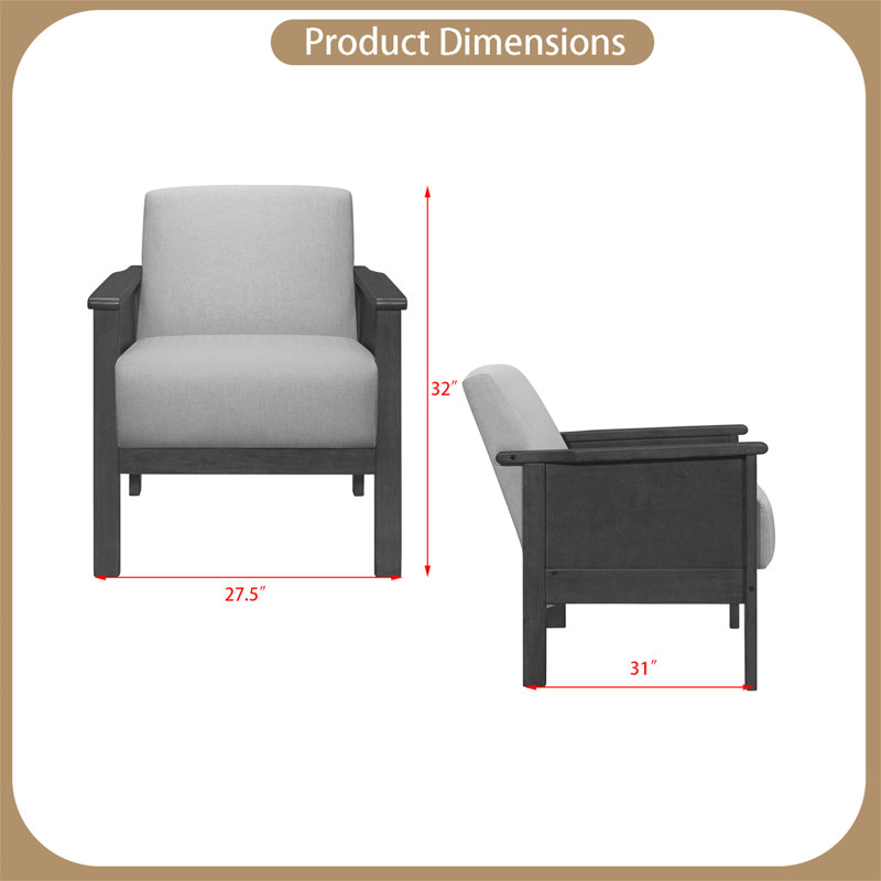 Terreal Upholstered Armchair, Brown Fabric
