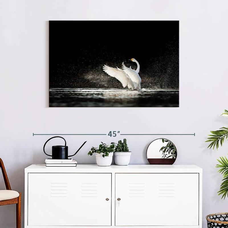 Brampt Swan Splashing Water, 24" H x 36" W