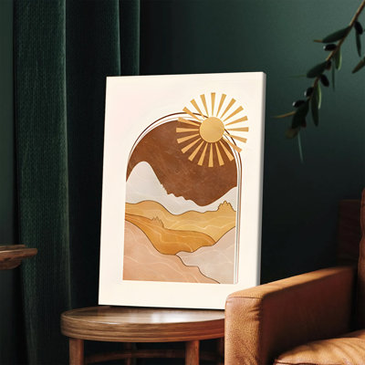 1 pièce, art mural, affiche encadrée, paysage de désert bohème minimaliste avec des tons neutres de soleil, peinture abstraite de montagne pour le salon, la chambre à coucher, la décoration intérieure, les décorations murales, l'esthétique moderne